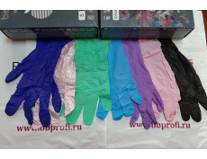 Перчатки нитриловые сиренево-голубые текстурированные на пальцах р.M 